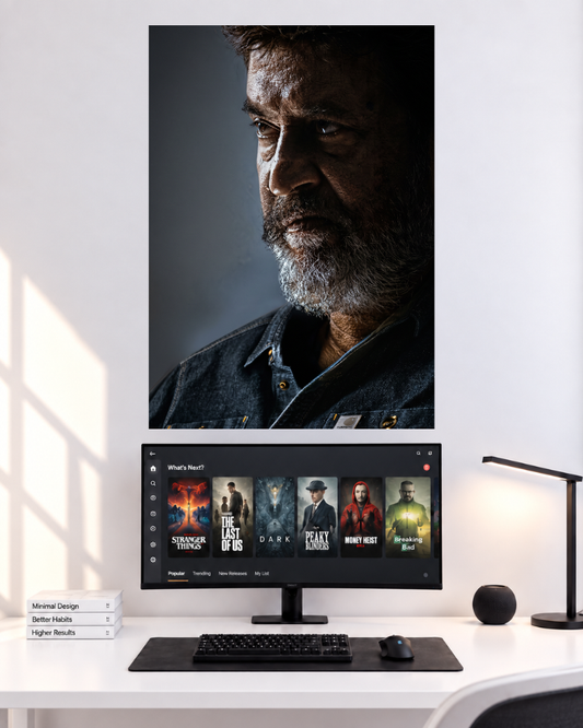 Rajinikanth Intense Portrait original single poster mockup