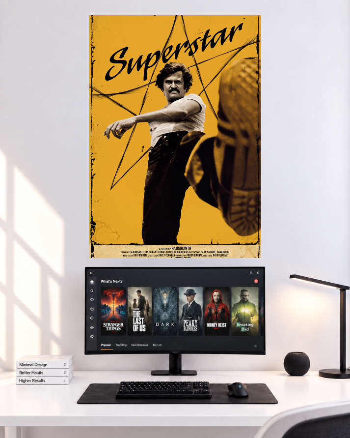 Rajinikanth Superstar Vintage original single poster mockup