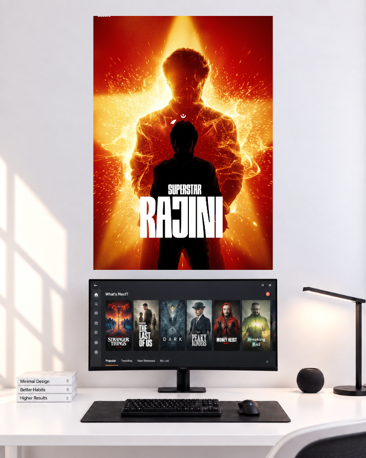 Rajinikanth Flames Silhouette original mockup