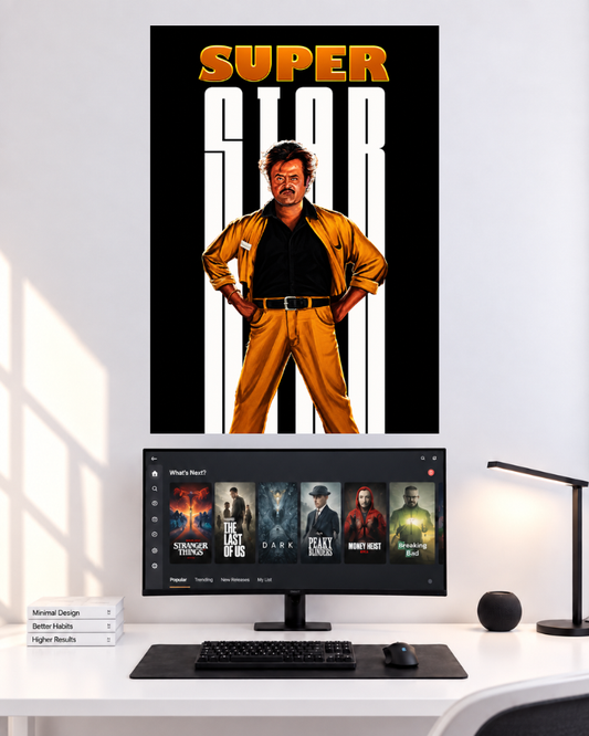 Thalapathy Vijay Super Star Orange single poster user provided mockup
