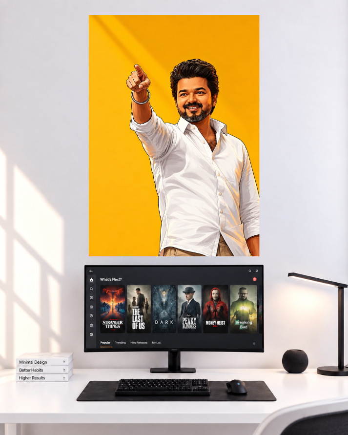 Thalapathy Vijay Yellow Background Greeting original poster mockup