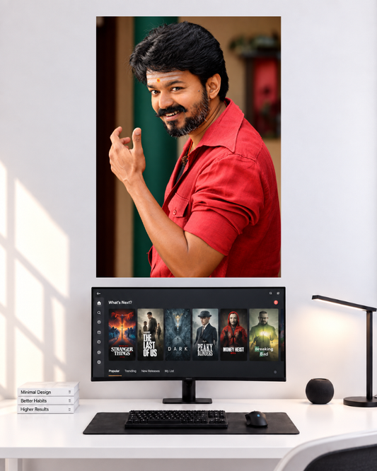 Thalapathy Vijay Red Casual Shirt original poster mockup
