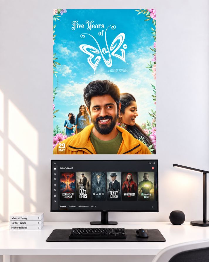 Nivin Pauly Premam Floral Design wall poster