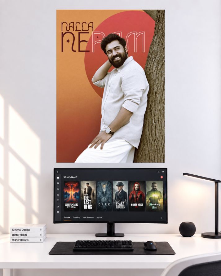 Nivin Pauly White Shirt Retro wall poster