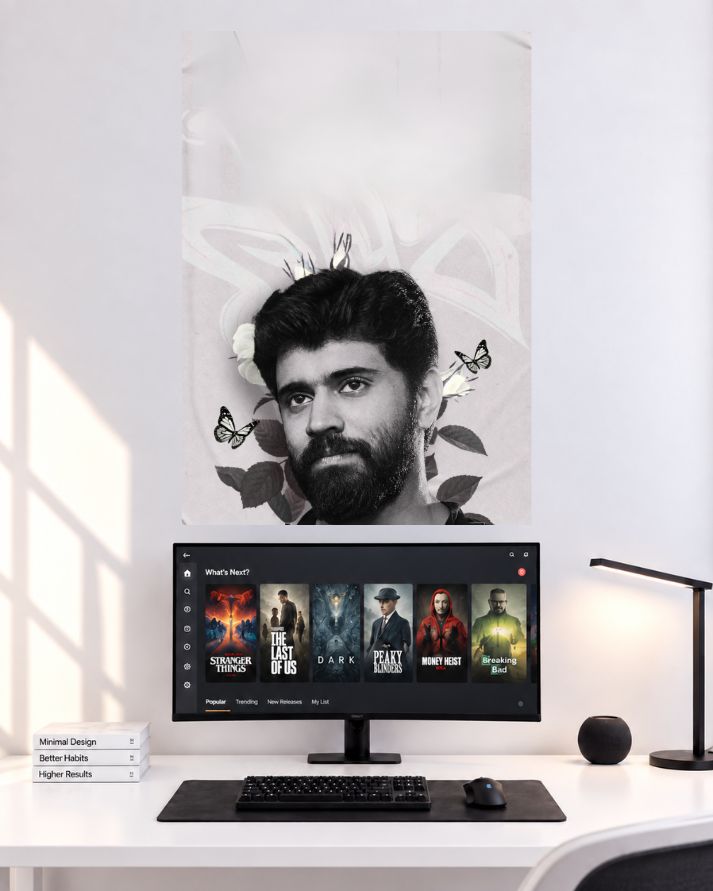 Nivin Pauly Monochrome Butterfly Art wall poster