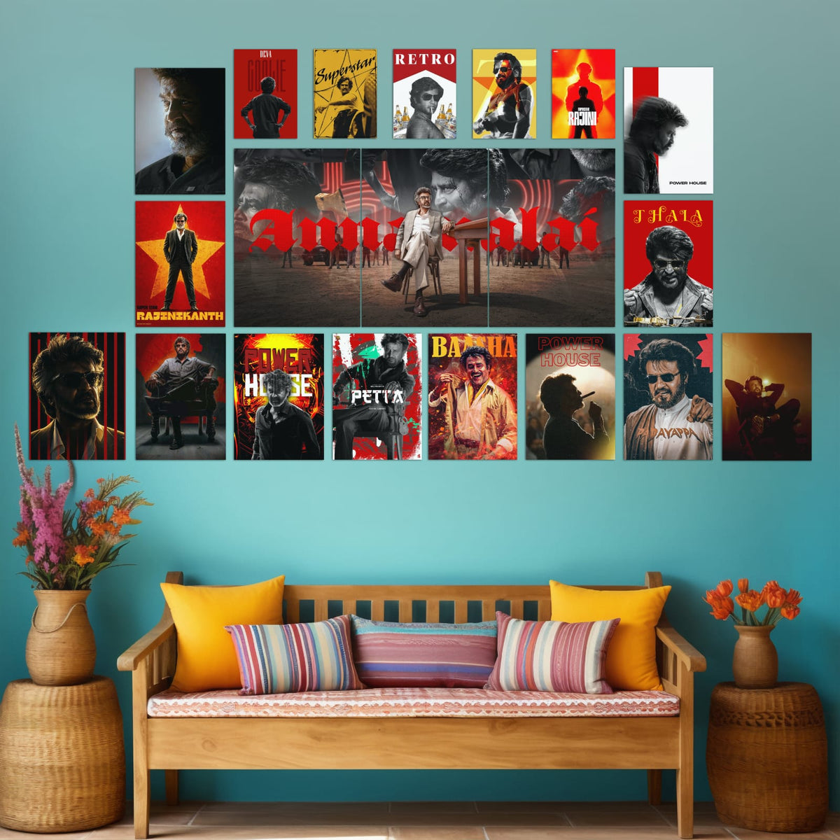 Rajinikanth Annamalai Superstar Wall Setup | Movies Wall Posters | Wall Setup Pack original wall setup mockup