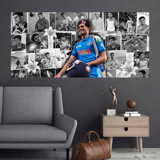 Shubman Gill Smiling Memories Collage 3 Split Cricket Wall Posters