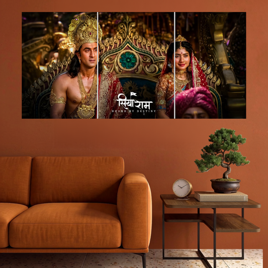 Siya Ram Royal Destiny spiritual 3 split wall poster mockup