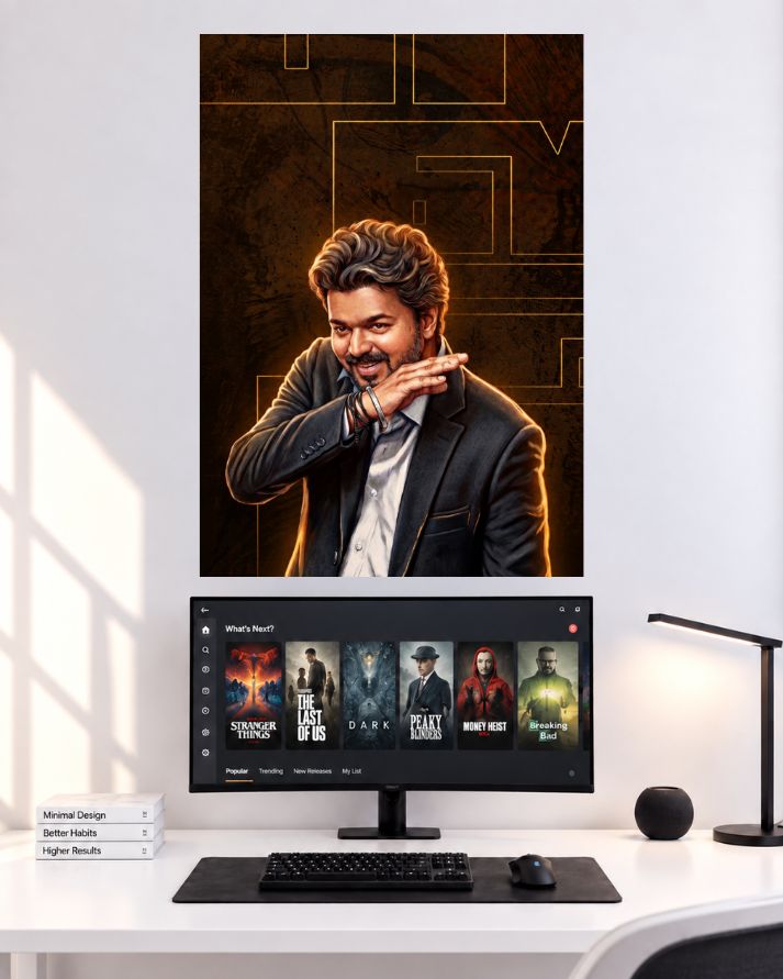 Thalapathy Vijay Golden Suit Look wall poster