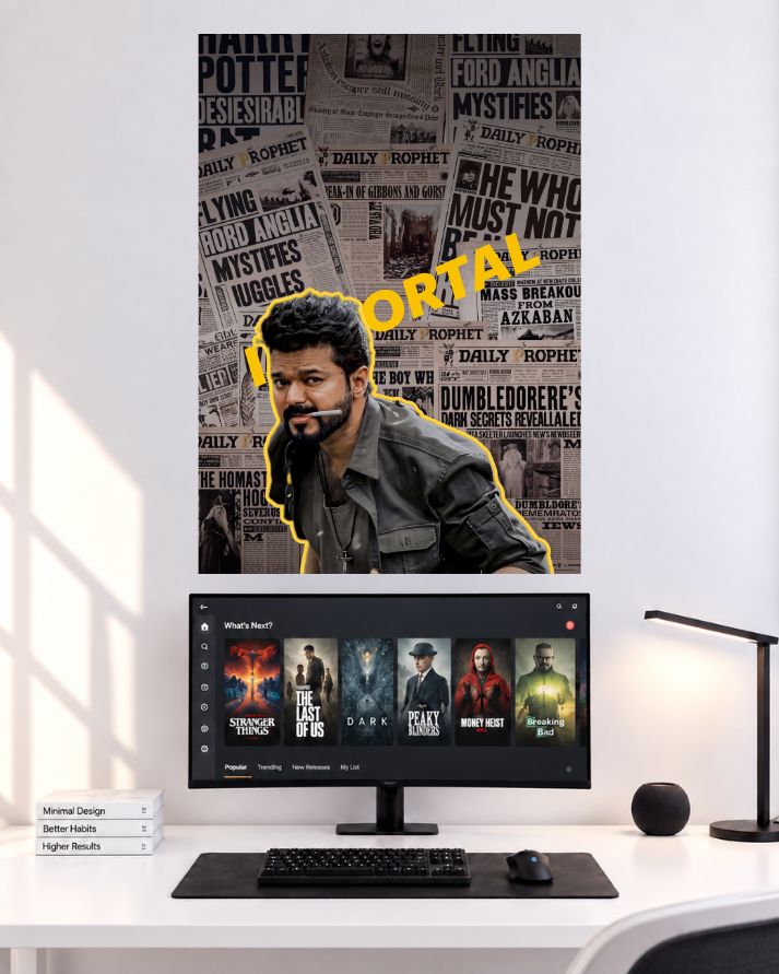 Thalapathy Vijay Immortal Newspaper Portrait Movie Wall Poster