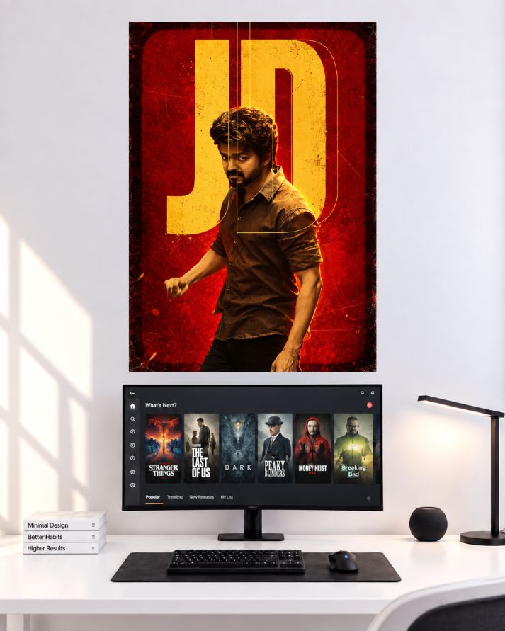 Thalapathy Vijay JD Red & Gold Look wall poster