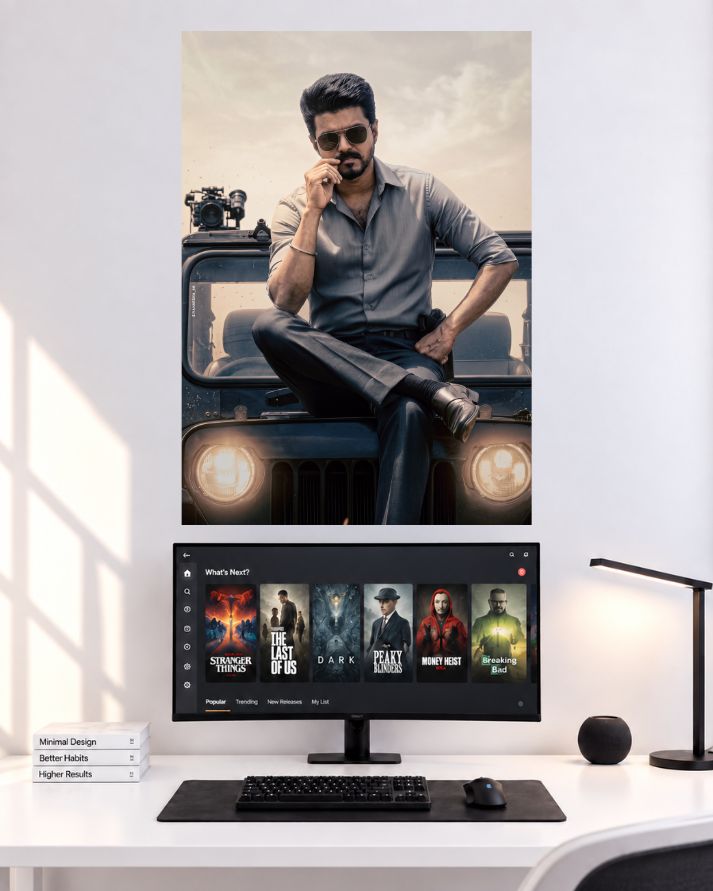 Thalapathy Vijay Jeep Portrait Movie Wall Poster
