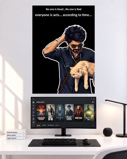 Thalapathy Vijay Leo Cat Portrait Movie Wall Poster