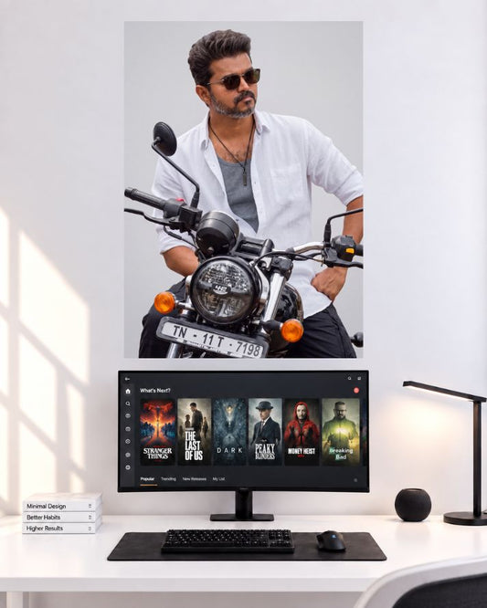 Thalapathy Vijay Motorbike Style Movie Wall Poster