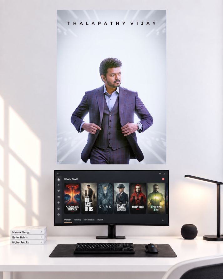 Thalapathy Vijay Purple Suit Spotlight Movie Wall Poster