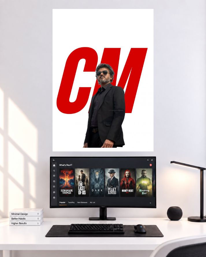 Thalapathy Vijay Sunglasses Black Suit Look wall poster