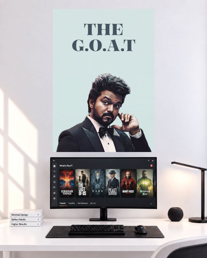 Thalapathy Vijay The GOAT Suit Portrait Movie Wall Poster