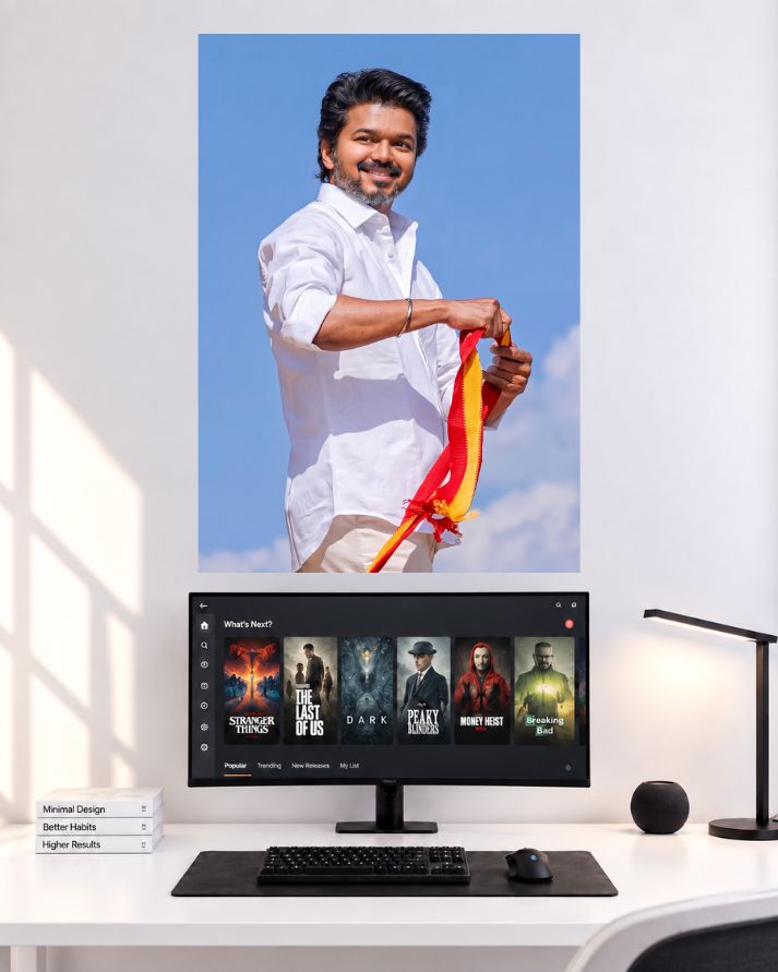 Thalapathy Vijay White Shirt Celebration Movie Wall Poster