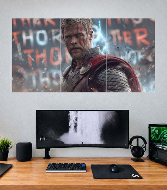 Thor Ragnarok Storm Portrait Edition Thor 3 split panoramic wall poster mockup