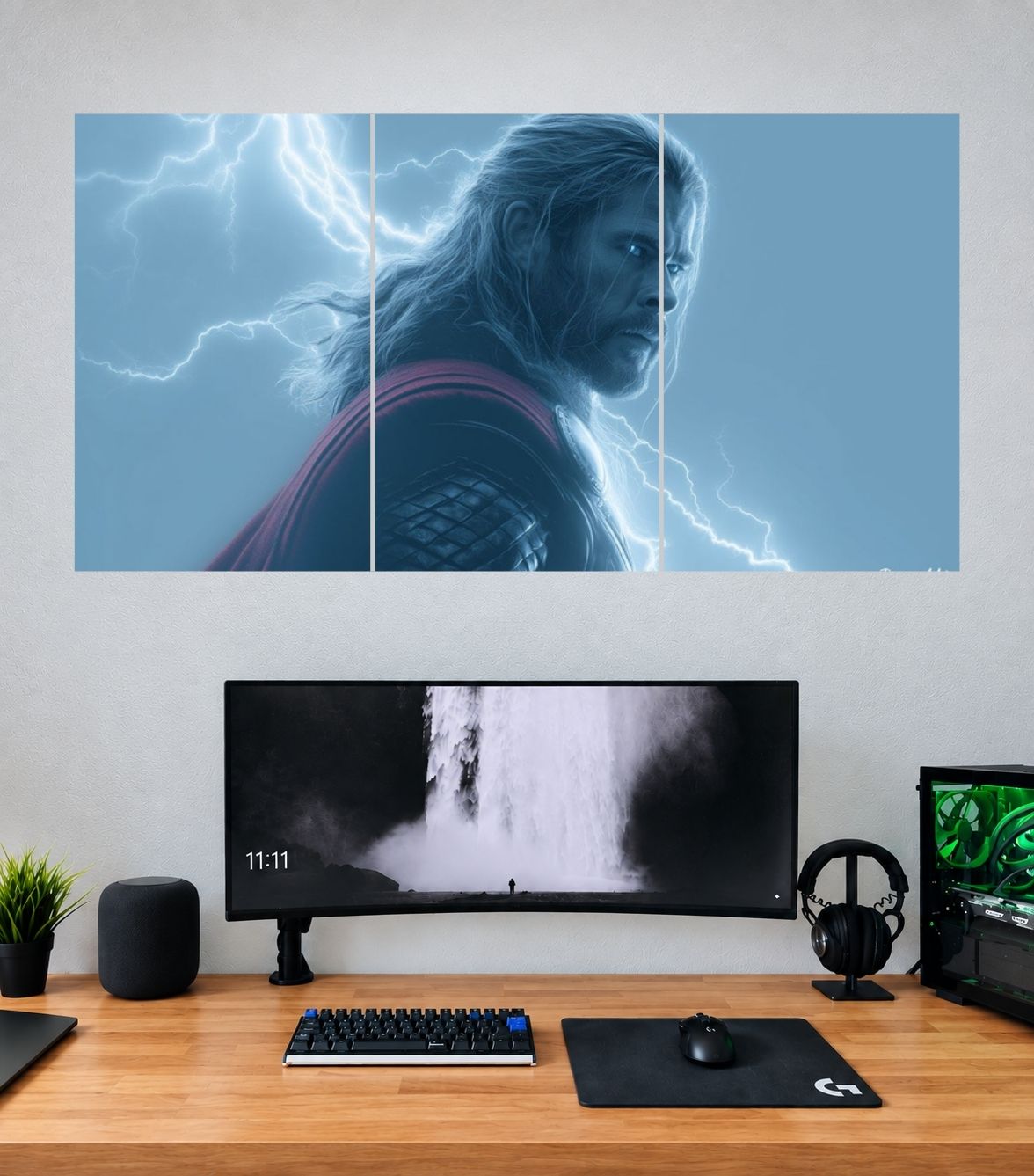Thor Icy Sky Side Portrait Edition Thor 3 split panoramic wall poster mockup