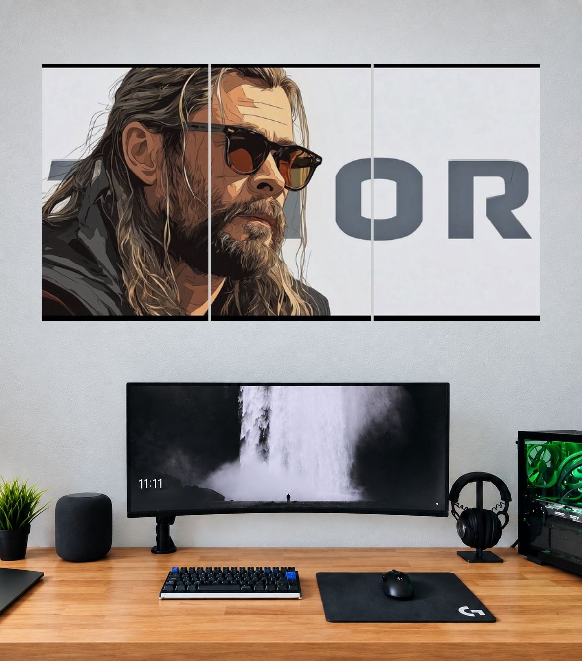Thor Sunglasses Minimal Typography Edition Thor 3 split panoramic wall poster mockup