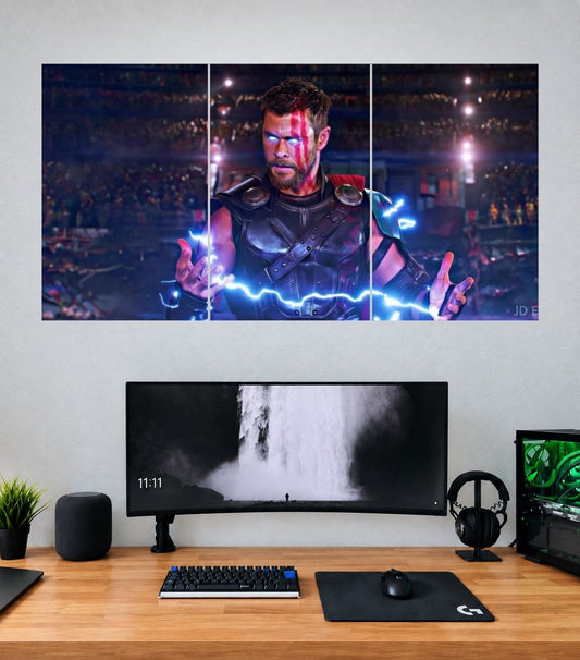 Thor Ragnarok Arena Electric Power Edition Thor 3 split panoramic wall poster mockup