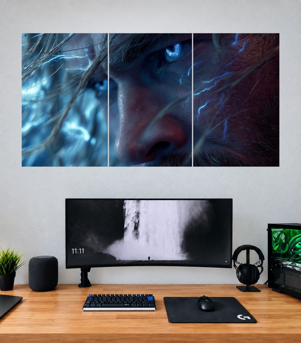 Thor Electric Eyes Extreme Closeup Edition Thor 3 split panoramic wall poster mockup