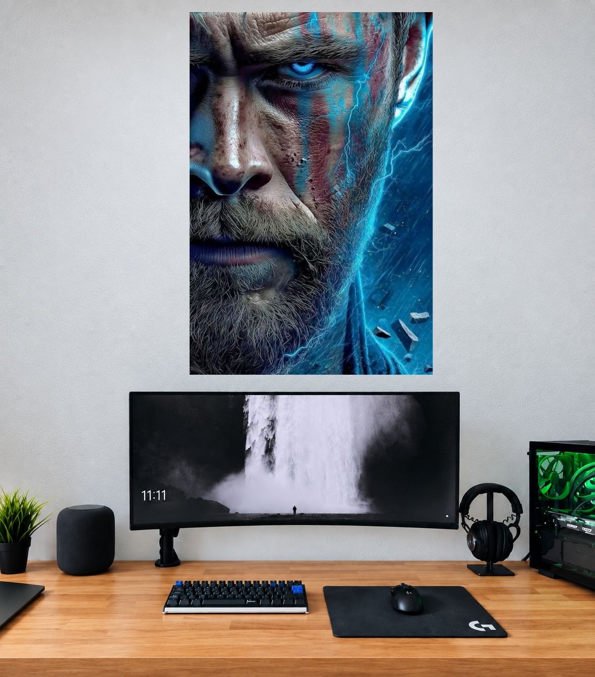 Thor Electric Blue Eye Closeup Edition single wall poster mockup