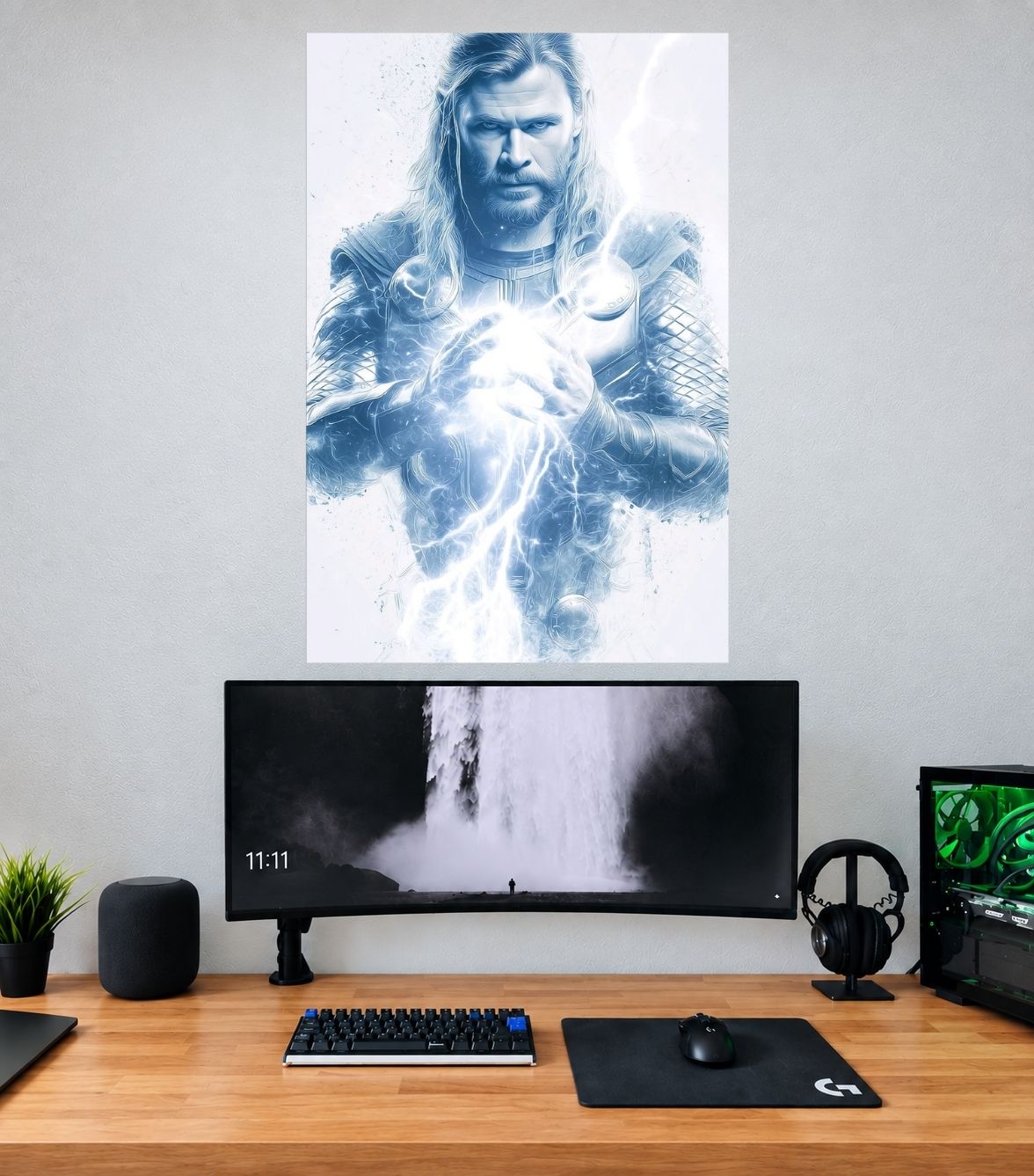 Thor Icy Blue Storm Portrait Edition single wall poster mockup