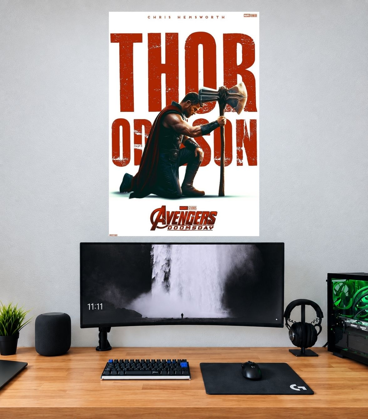 Thor Odinson White Hero Tribute Edition premium Marvel wall poster mockup