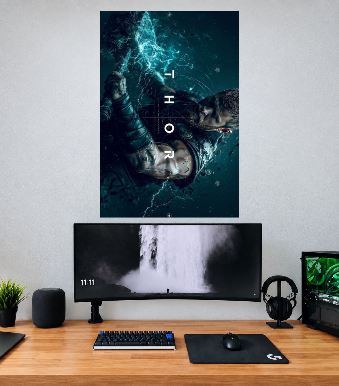 Thor Celestial Midnight Portrait Edition premium Marvel wall poster mockup