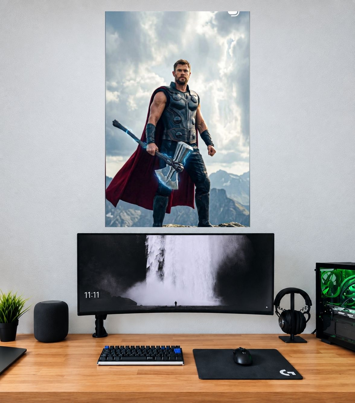 Thor Mountain Hammer Warrior Edition premium Marvel wall poster mockup