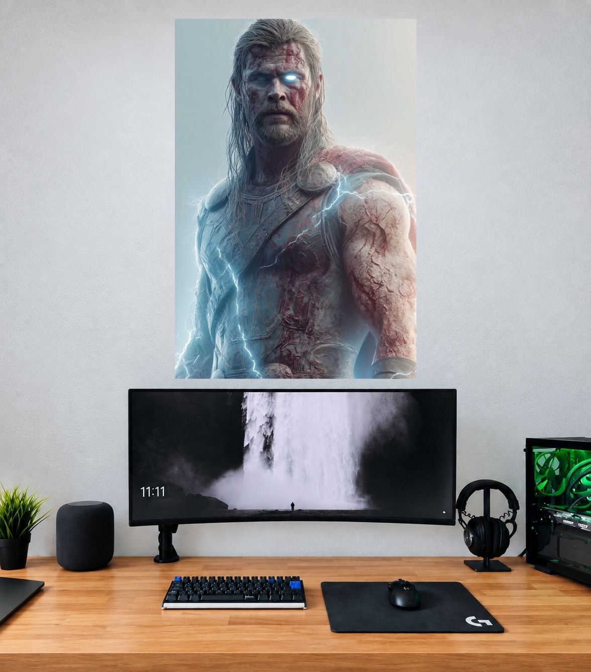 Thor Pale Blue Thunder Warrior Edition premium Marvel wall poster mockup