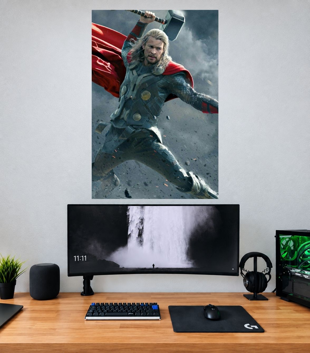 Thor Storm Cloud Midair Attack Edition Marvel single wall poster mockup