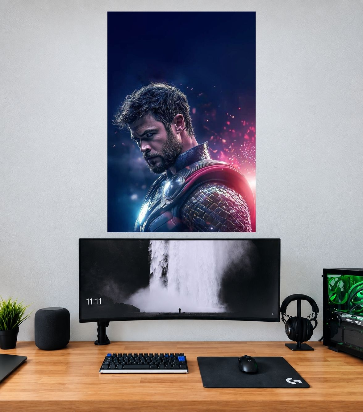 Thor Galaxy Red Blue Reflection Edition Marvel single wall poster mockup