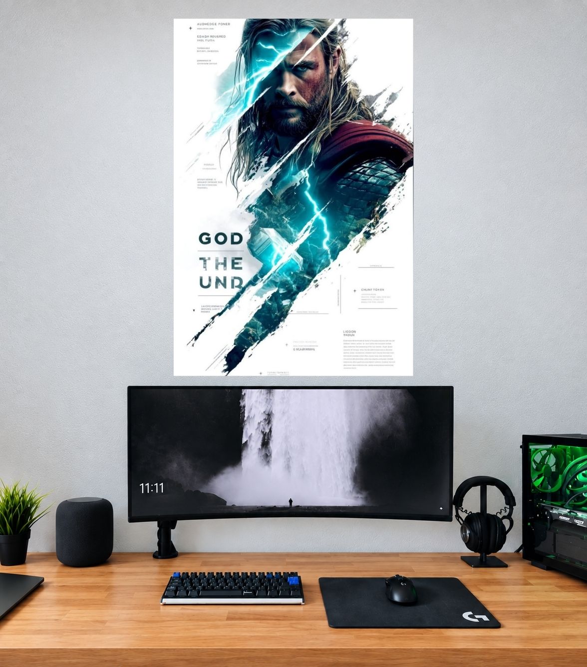 Thor God of Thunder Blueprint Edition Marvel single wall poster mockup