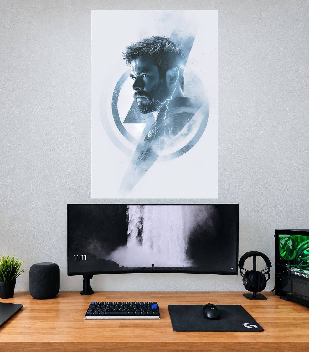 Thor Avengers Blue Storm Profile Edition single wall poster mockup