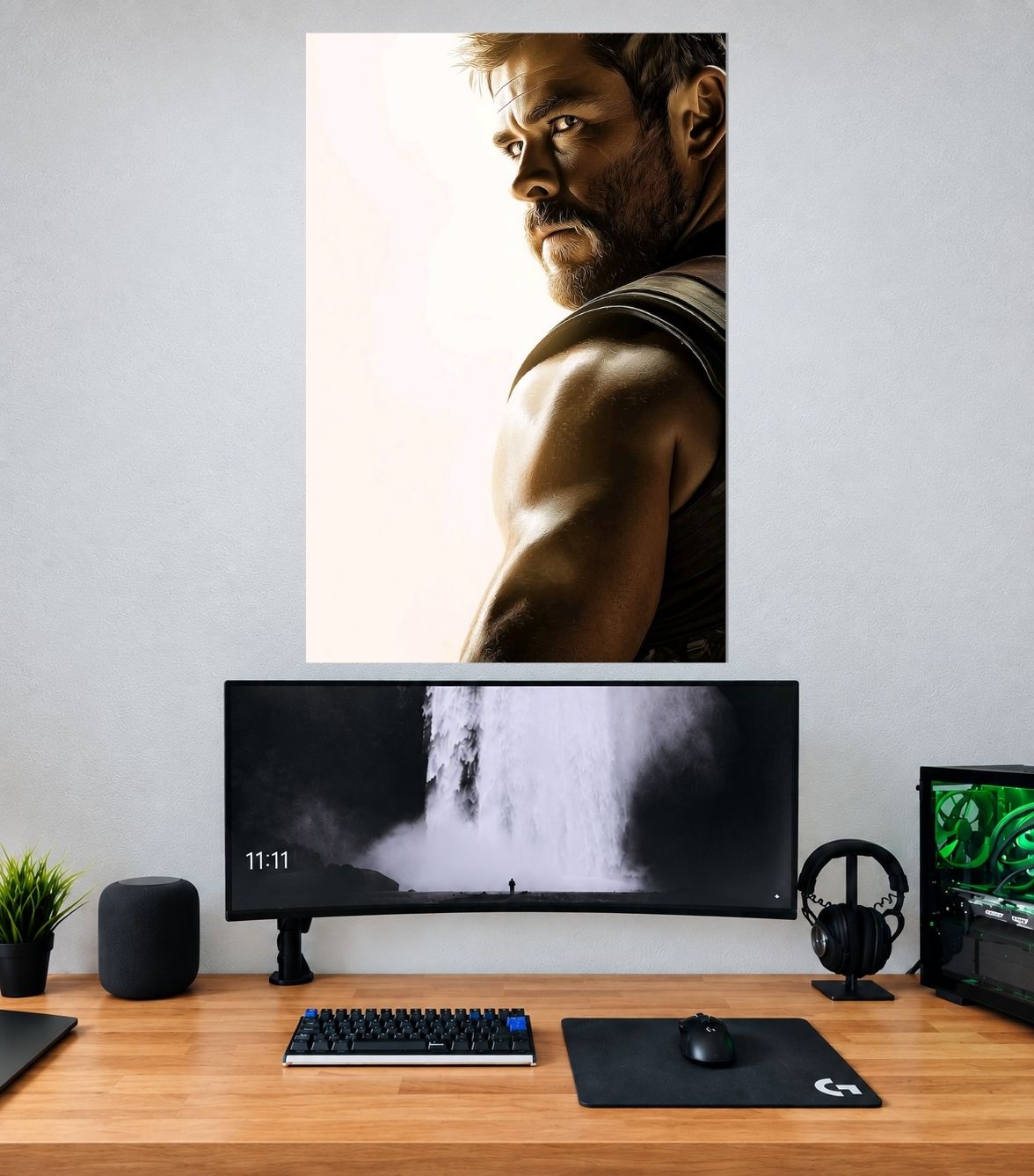 Thor Golden Warrior Shoulder Portrait Edition single wall poster mockup
