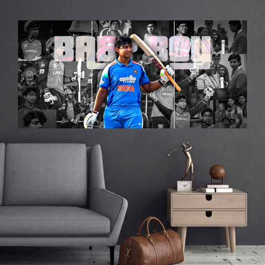 Vaibhav Suryavanshi Bat Salute Legacy Collage 3 Split Cricket Wall Posters