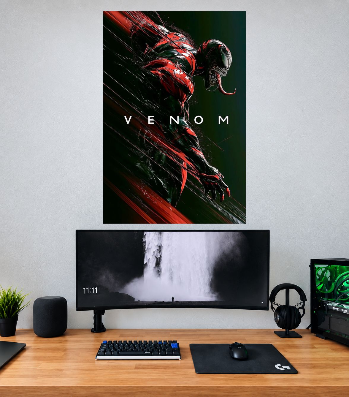 Venom Crimson Slash Shadow Edition premium Venom single wall poster mockup