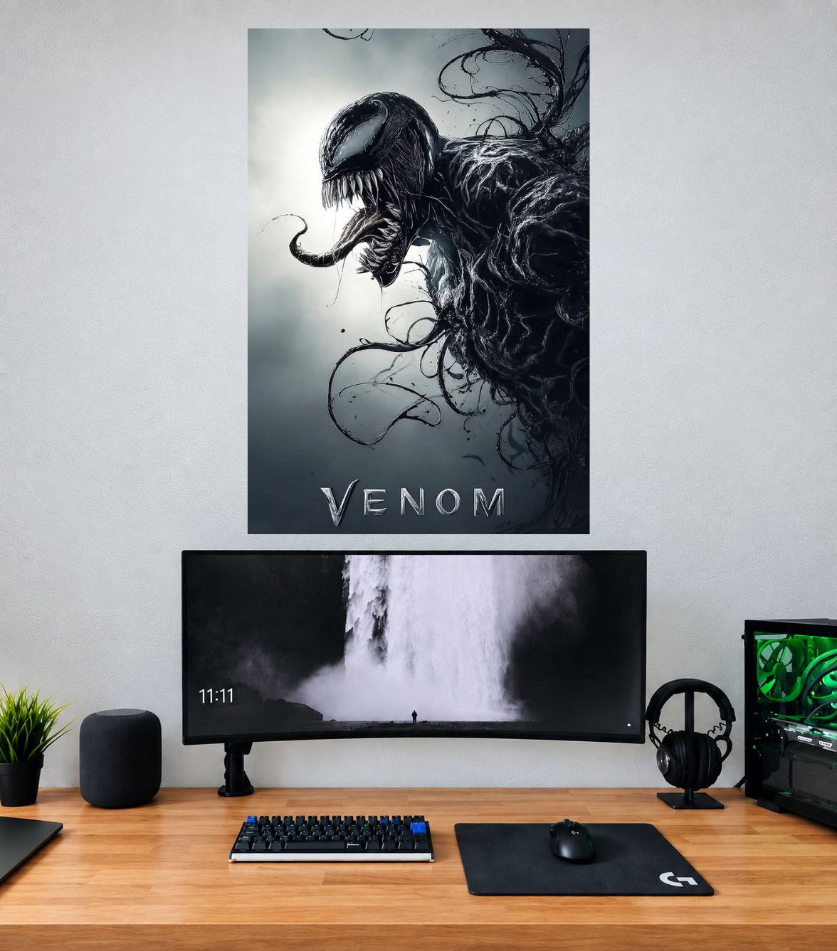 Venom Grey Ink Tendril Portrait Edition premium Venom single wall poster mockup