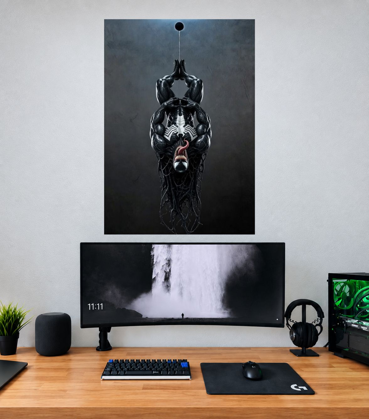 Venom Dark Symbiote Hanging Edition premium Venom single wall poster mockup