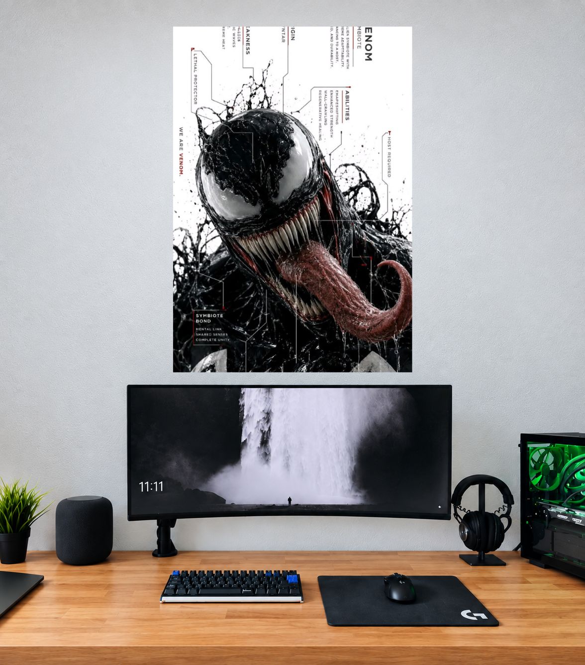 Venom Black White Ink Splatter Edition premium Venom single wall poster mockup