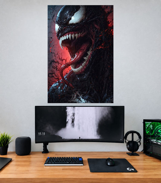 Venom Crimson Fangs Roar Edition premium Venom single wall poster mockup